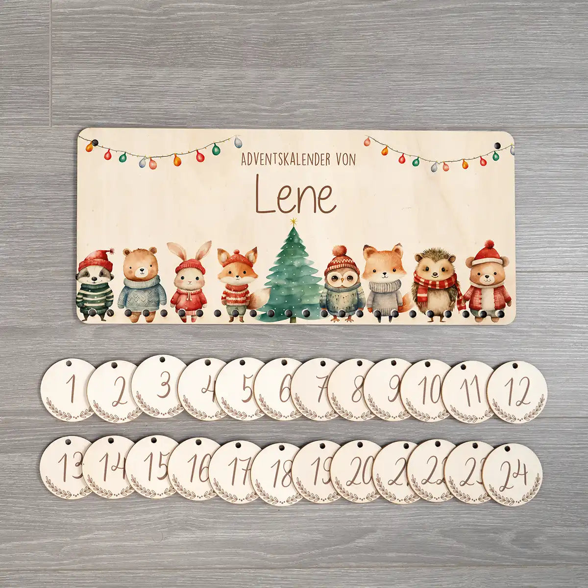 Personalisierbarer Adventskalender farbig - Niedliche Tiere
