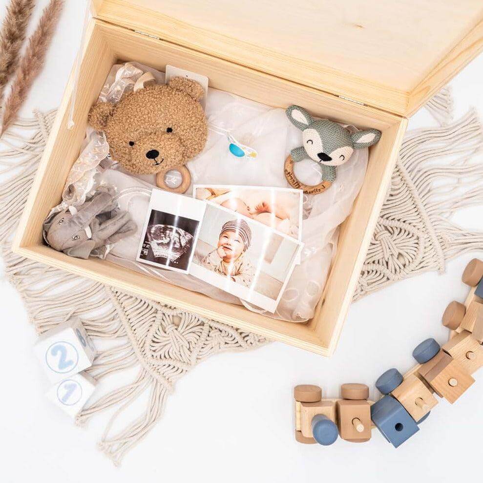 high-quality personalized memory box with boho bear