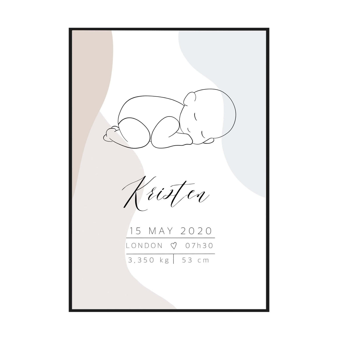 Geburtsposter personalisiert Boho - kadsmood.com