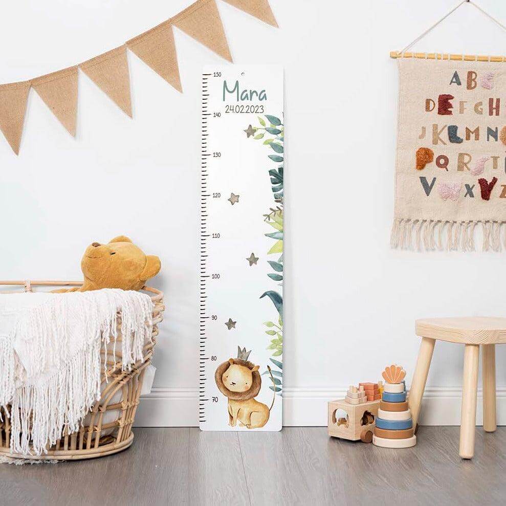 engraved height chart with lion and custom name