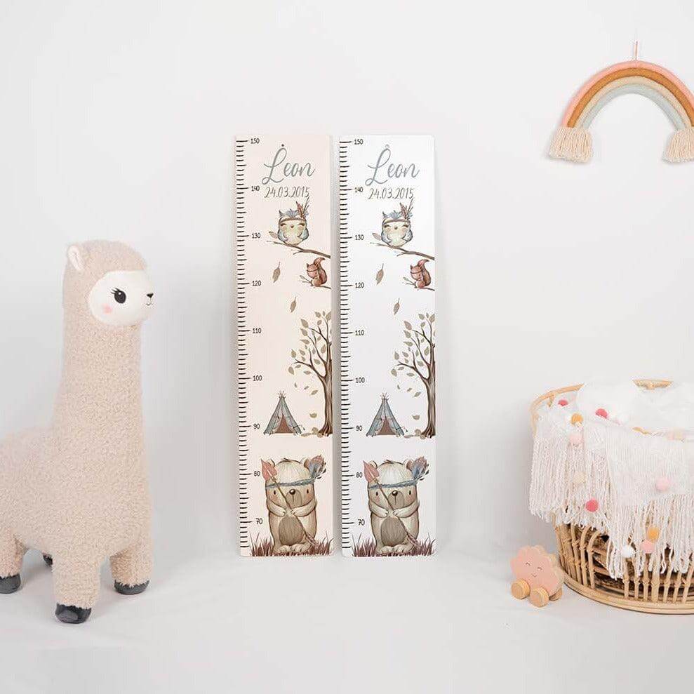 personalized growth chart with woodland bear design