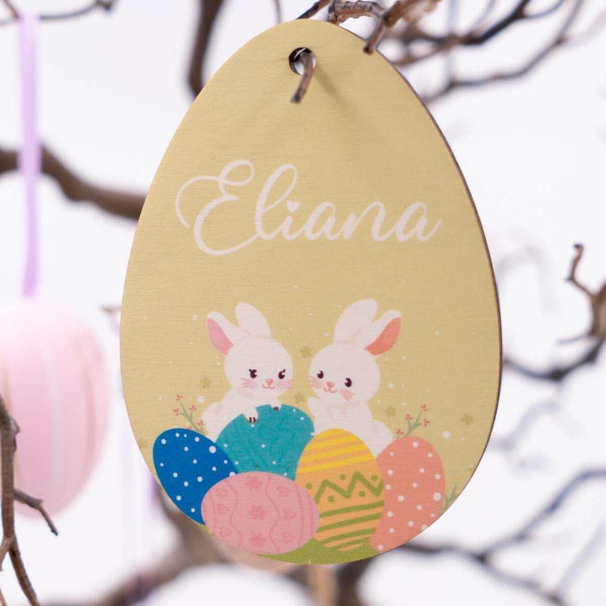 custom wooden Easter egg with personalized name