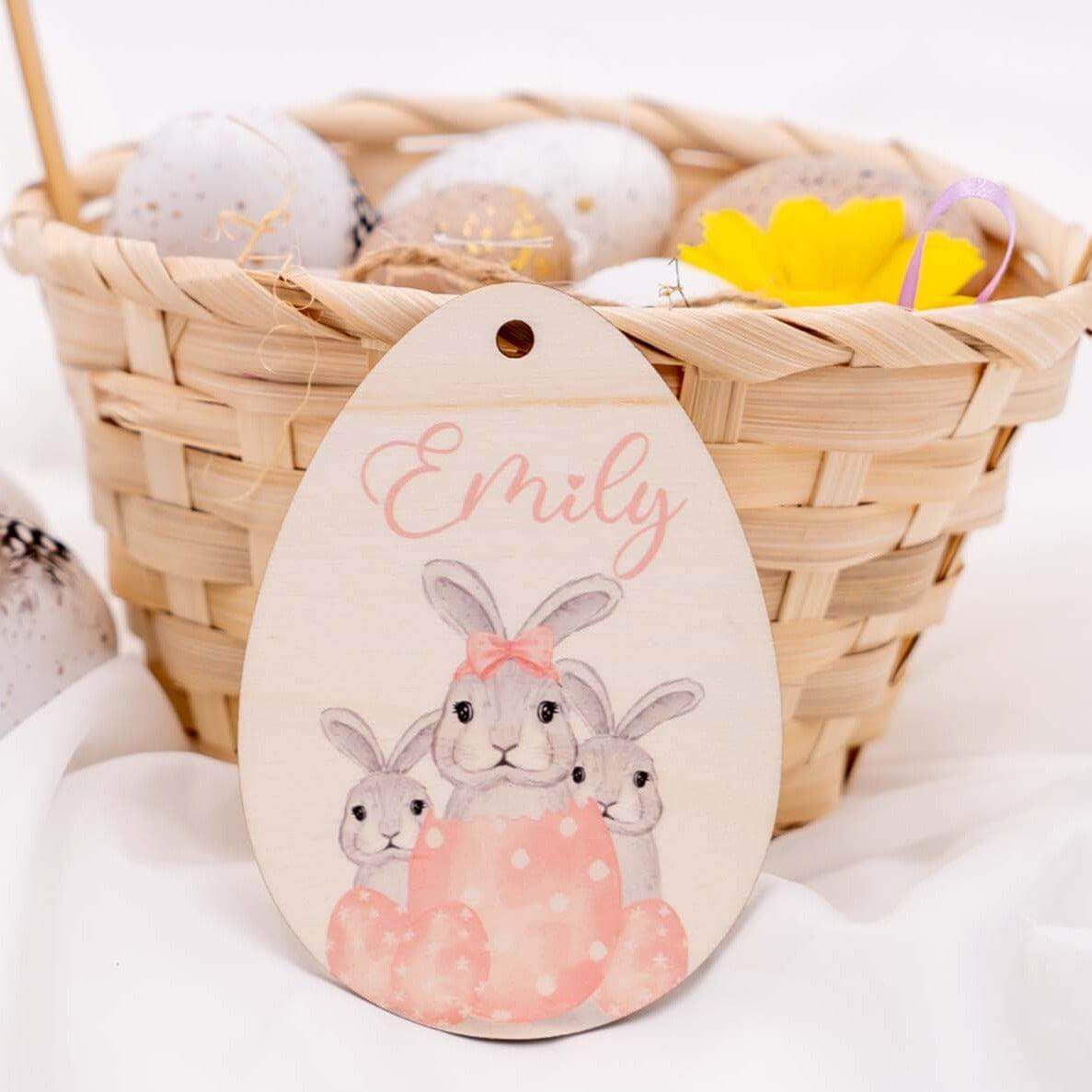 handcrafted wooden Easter egg with personalized engraving