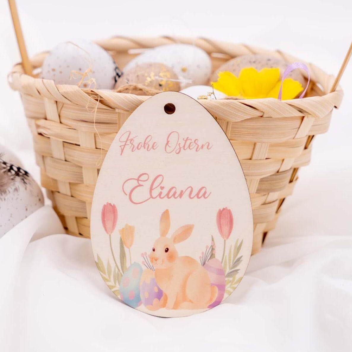 handcrafted wooden Easter eggs with personalized engraving