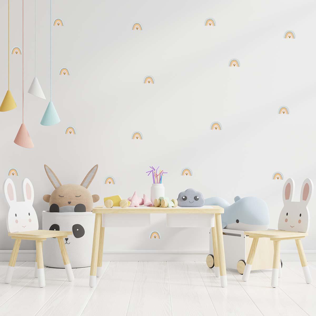 mini rainbow wall sticker set with vibrant colors