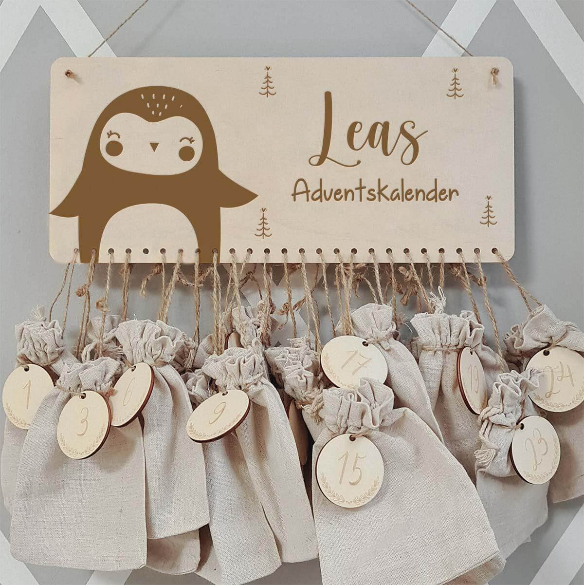 personalized penguin advent calendar with custom name