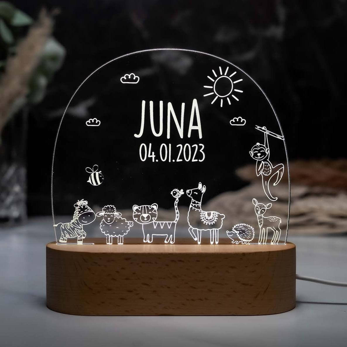 close-up of night lamp with jungle motif