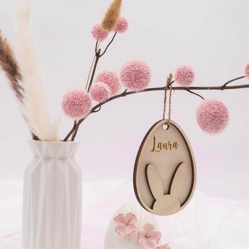 engraved wooden Easter ornament with custom design