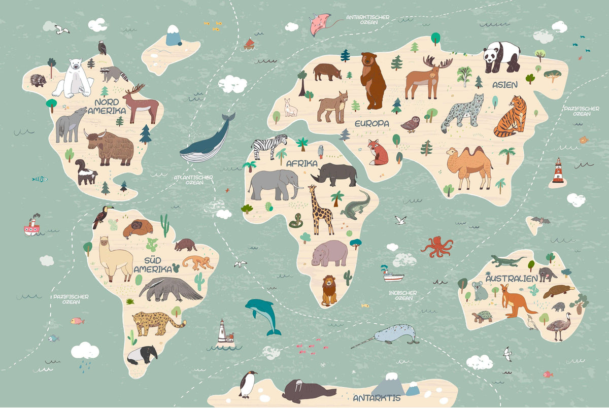 high-quality world map wall sticker with educational design