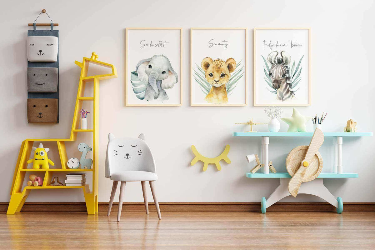 whimsical elephant poster with soft, calming hues