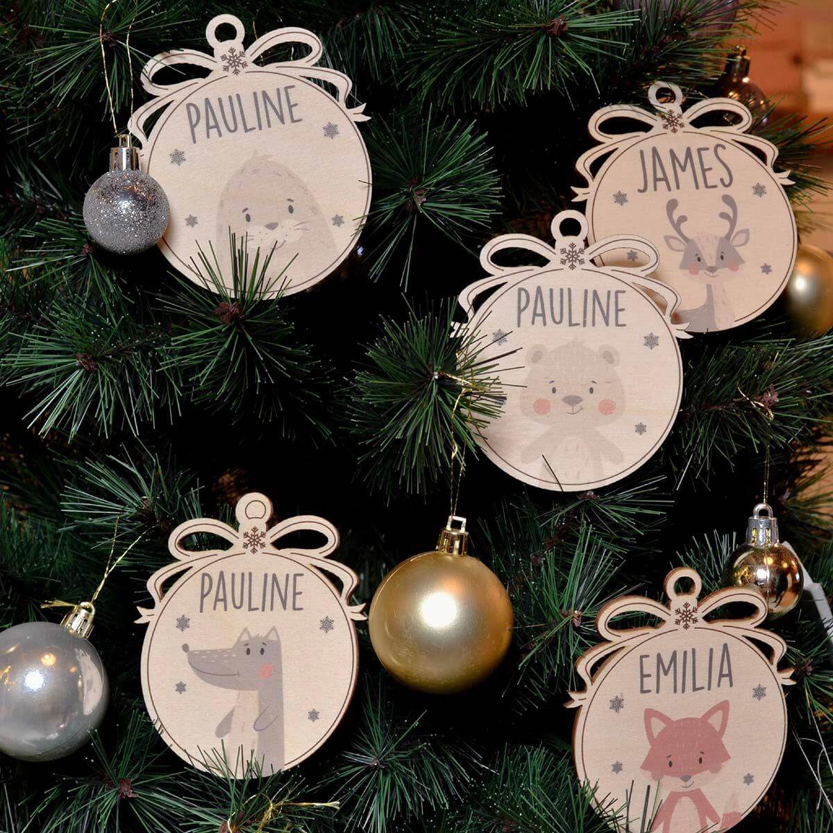 close-up of Christmas ornament with personalized engraving