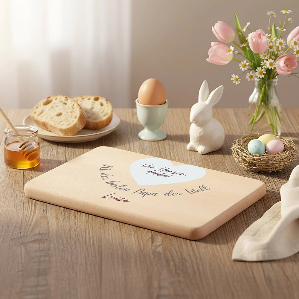 Frühstücksbrettchen Holz Für den besten Papa der Welt mit Gravur - Geschenk Vatertag