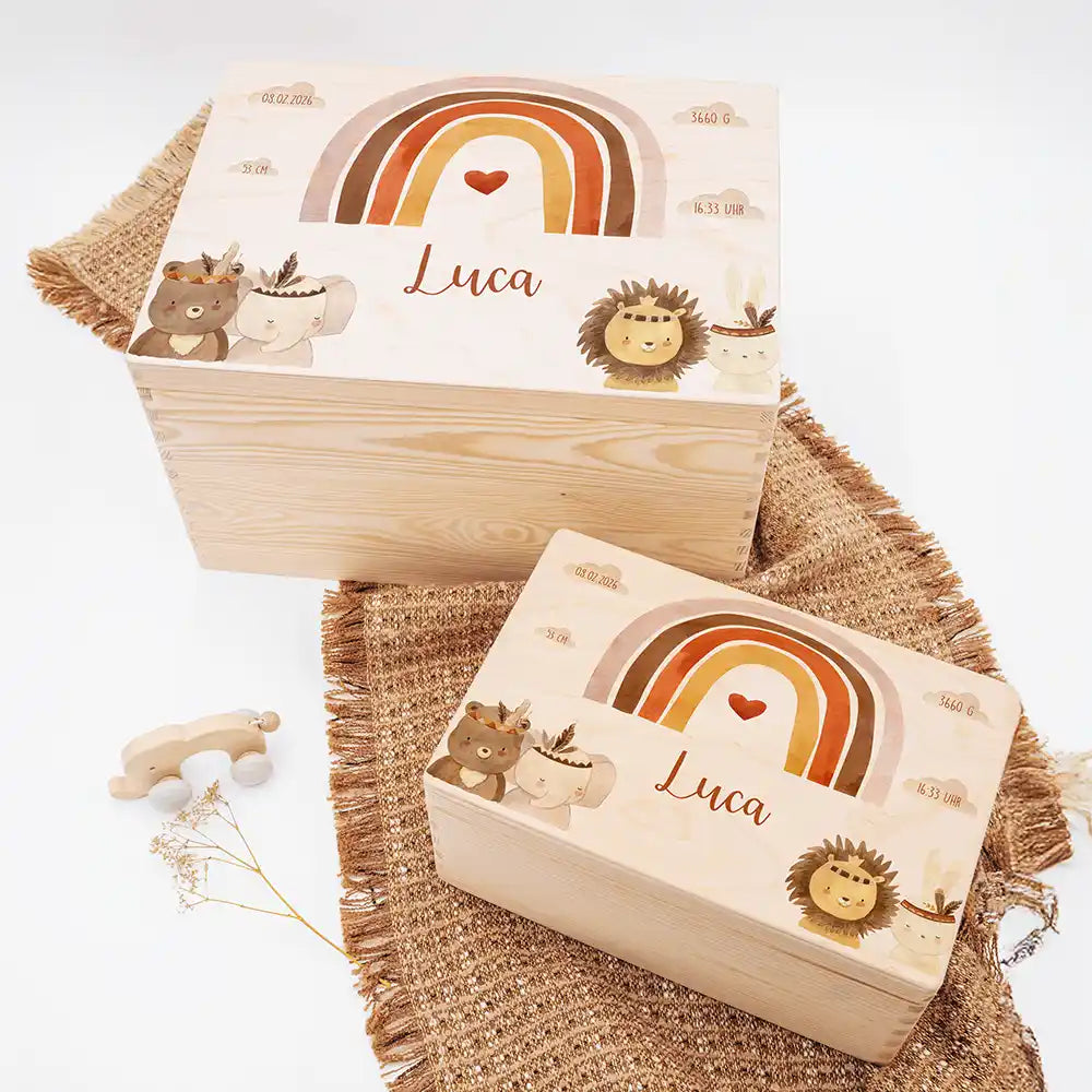 Erinnerungsbox Baby - Boho Tierfamilie