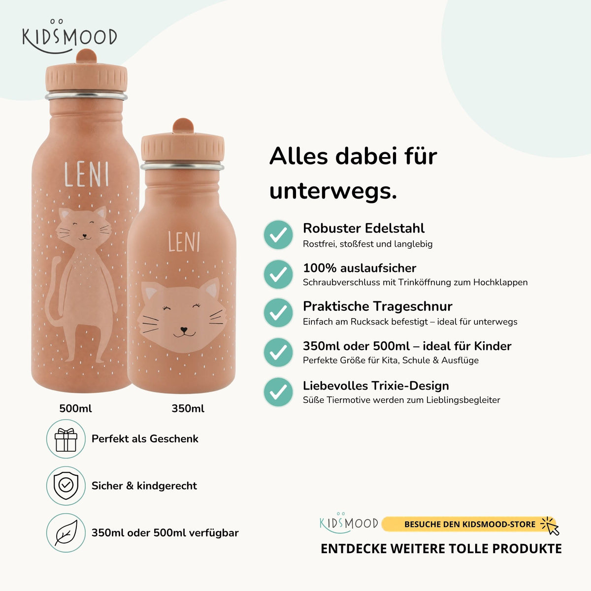Trixie Trinkflasche Kinder personalisiert Katze