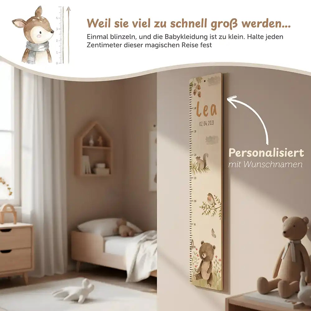 Messlatte Kinder Holz & Aluverbund - Bär im Wald
