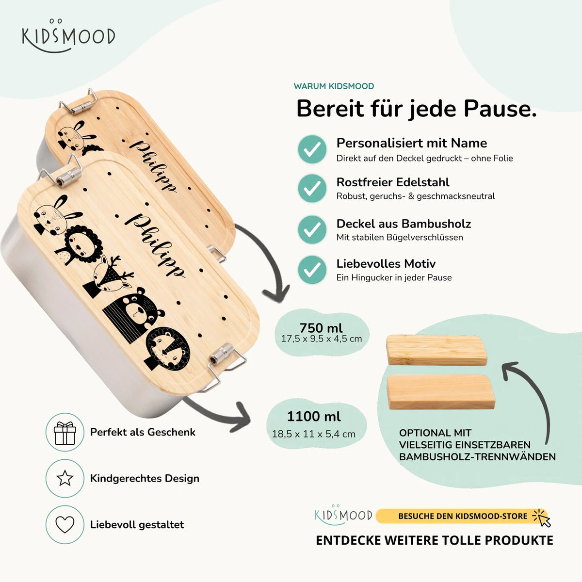 Brotdose personalsiert Tierfamilie