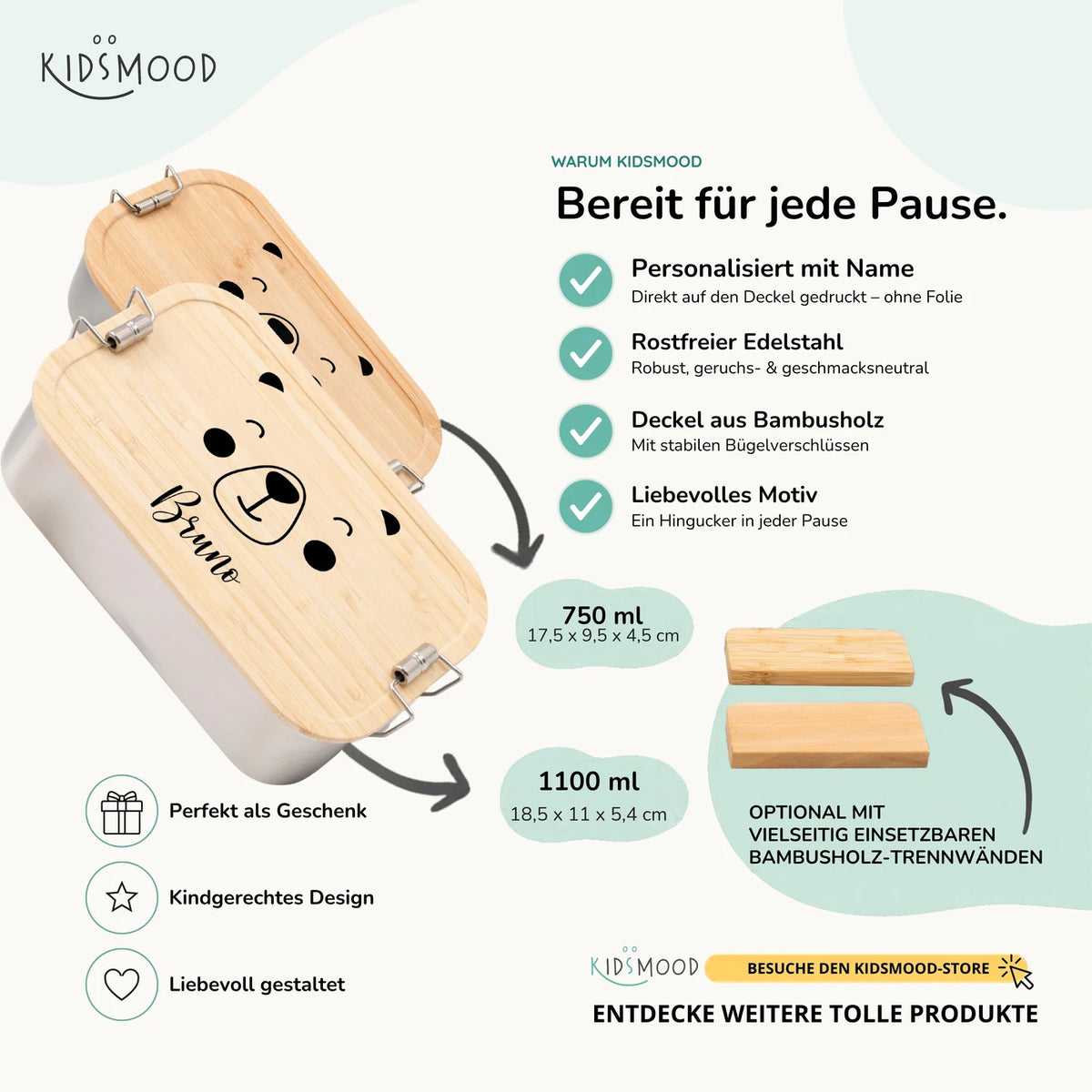Brotdose personalisiert Bärengesicht