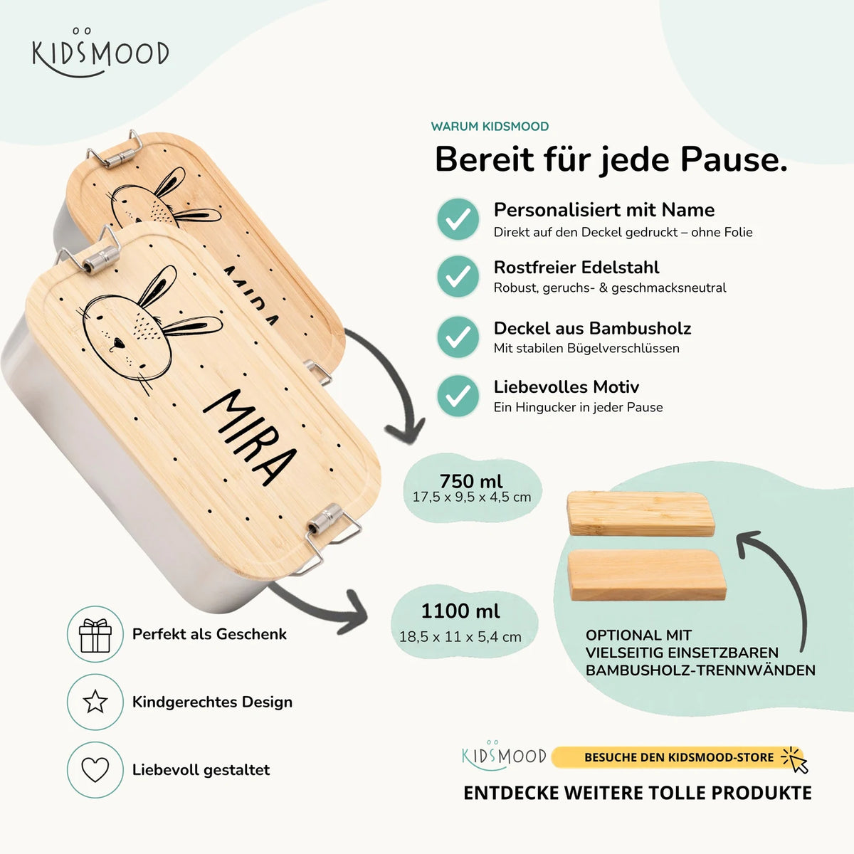 Brotdose personalisiert Hasenkopf