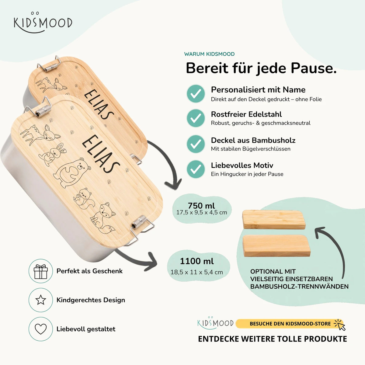 Brotdose personalisiert Waldtiere