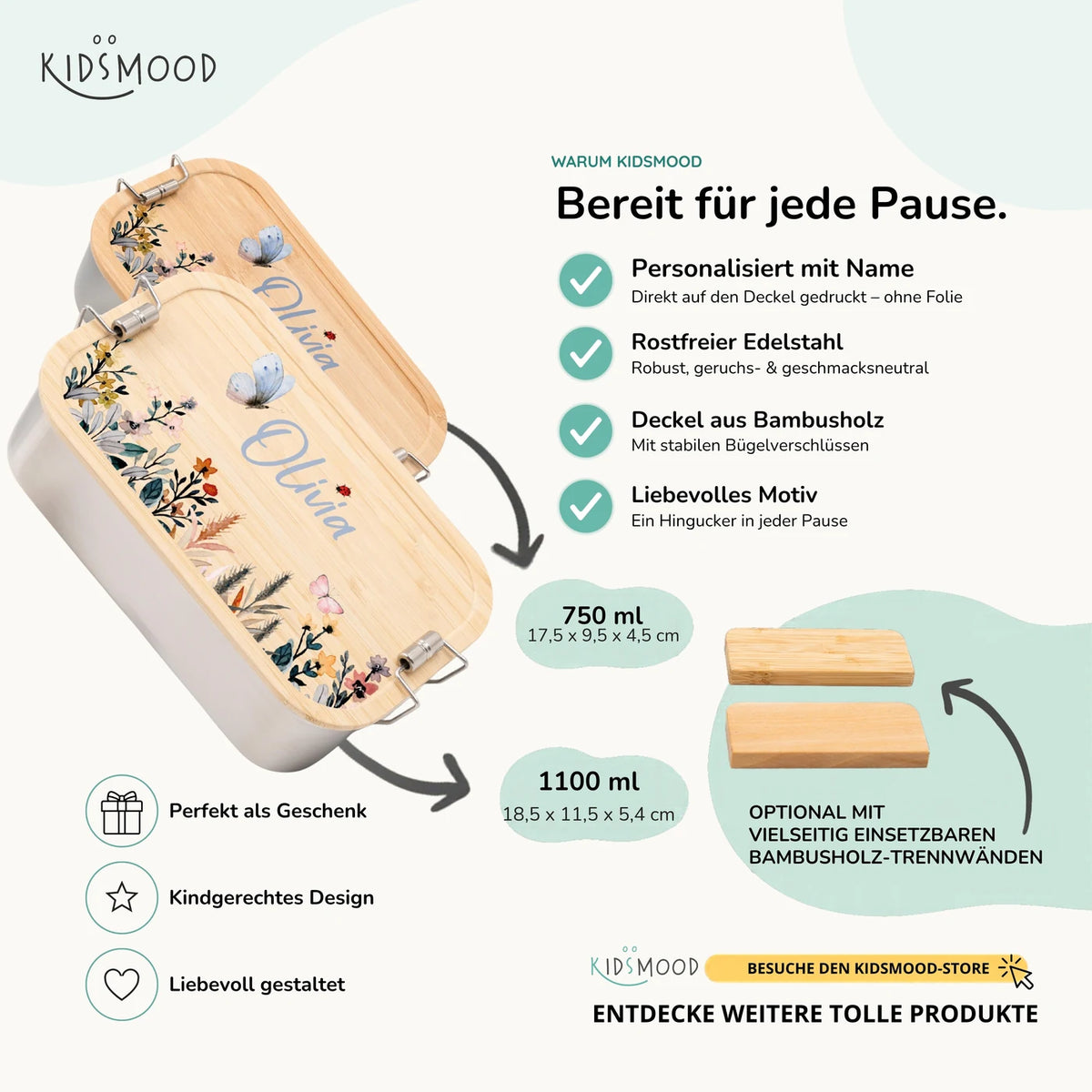 Brotdose Kinder personalisiert - Flora