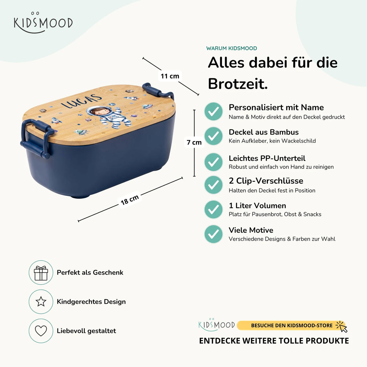 Brotdose Kinder personalisiert, Astronaut