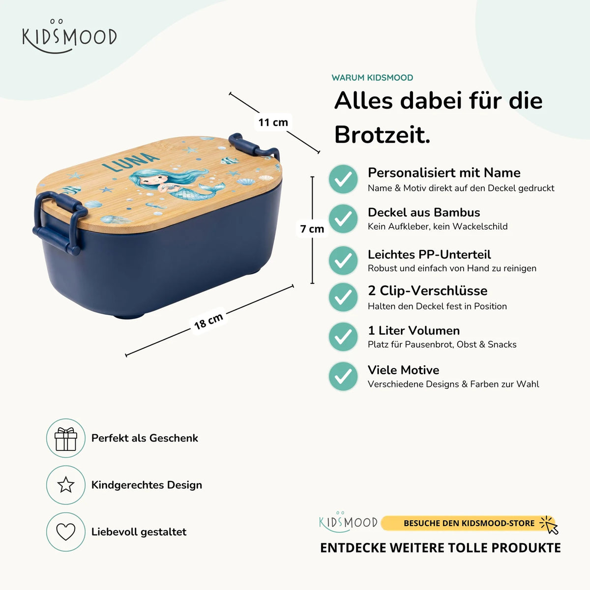 Brotdose Kinder personalisiert, Meerjungfrau