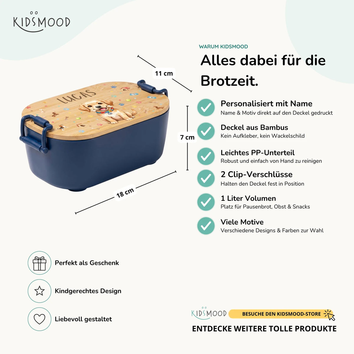 Brotdose Kinder personalisiert, Hundewelpe