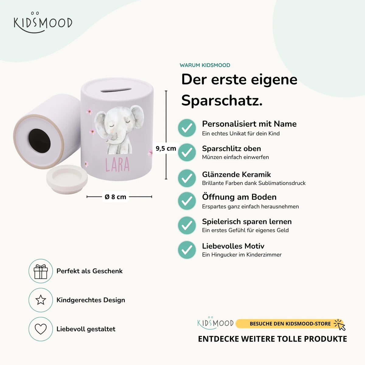 Spardose Kinder aus Keramik - Elefant