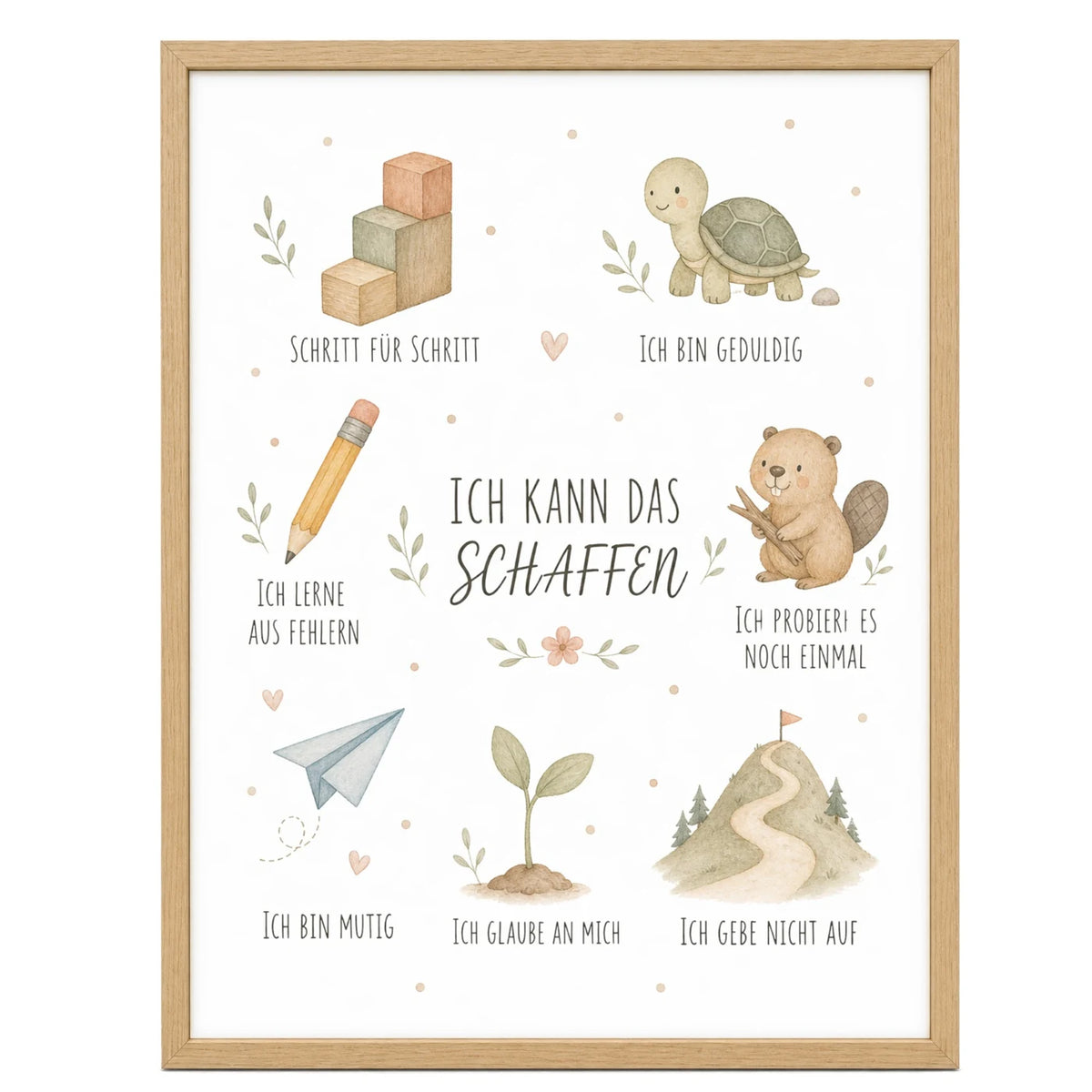 Affirmationsposter „Collage Ich kann das schaffen“ fürs Kinderzimmer – Kinderposter mit positiven Botschaften, 30 × 40 cm