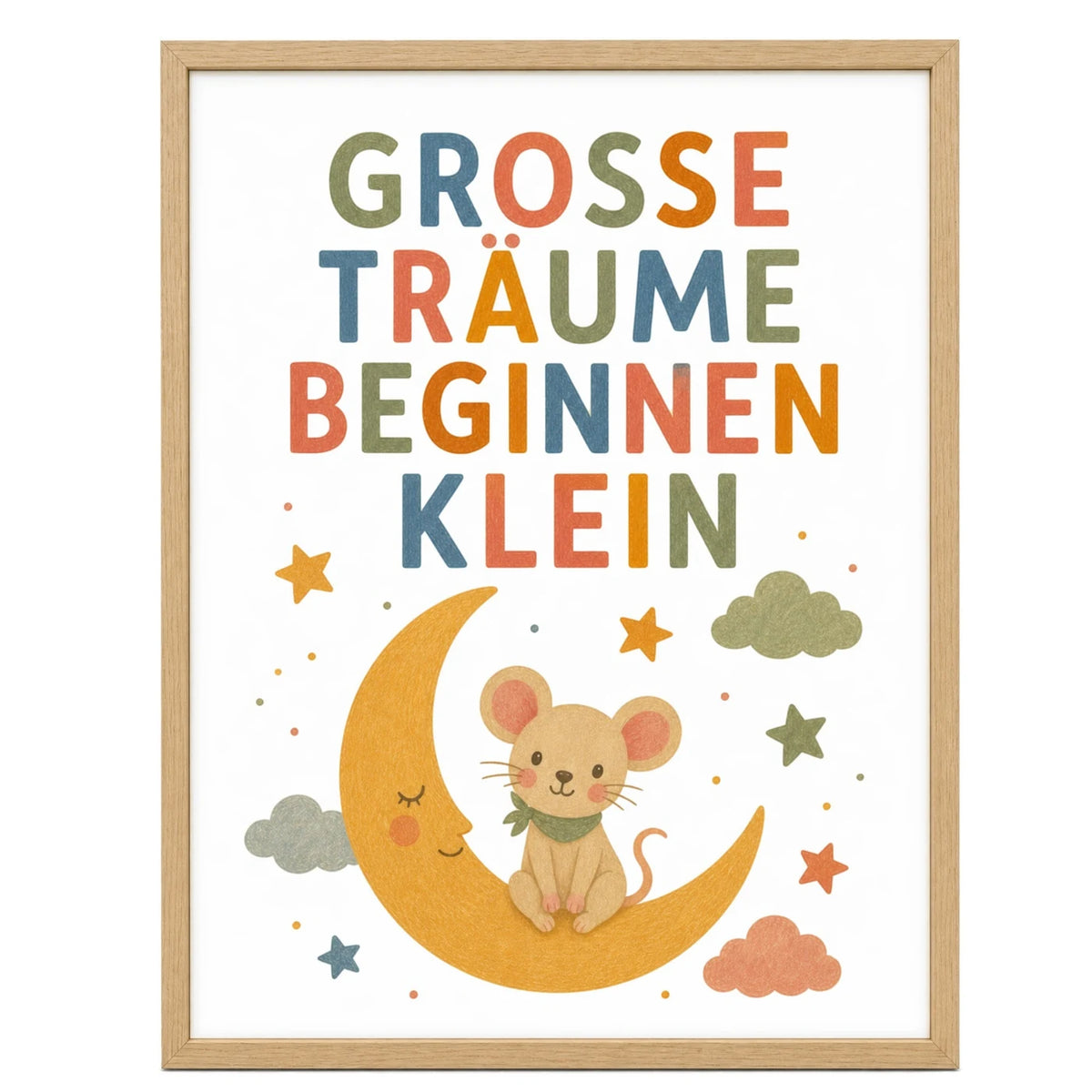 Affirmationsposter „Maus Große Träume“ fürs Kinderzimmer – Kinderposter mit positiven Botschaften, 30 × 40 cm