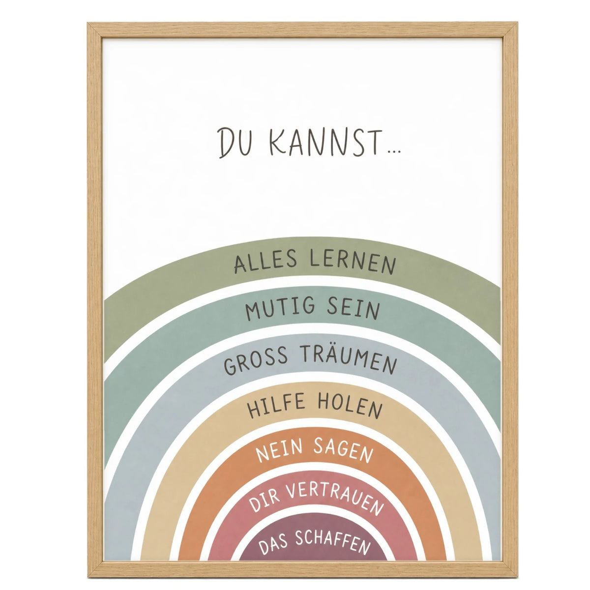 Affirmationsposter „Regenbogen Du kannst“ fürs Kinderzimmer – Kinderposter mit positiven Botschaften, 30 × 40 cm