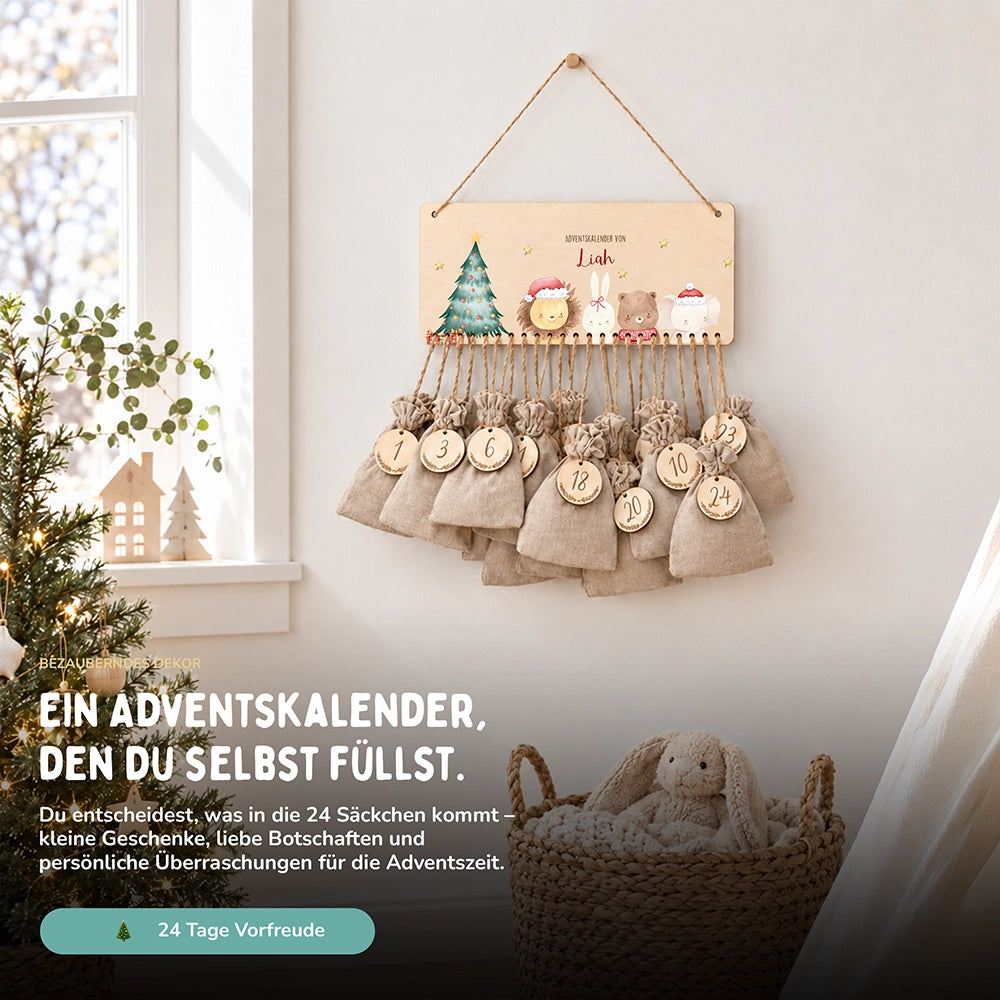 Personalisierbarer Adventskalender farbig - Weihnachten