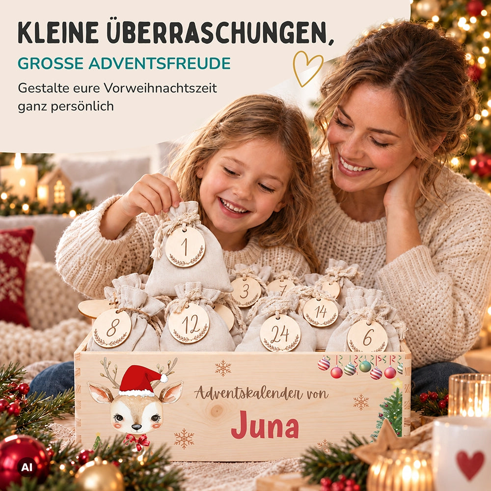 Personalisierter Adventskalender zum Befüllen - Baby Reh