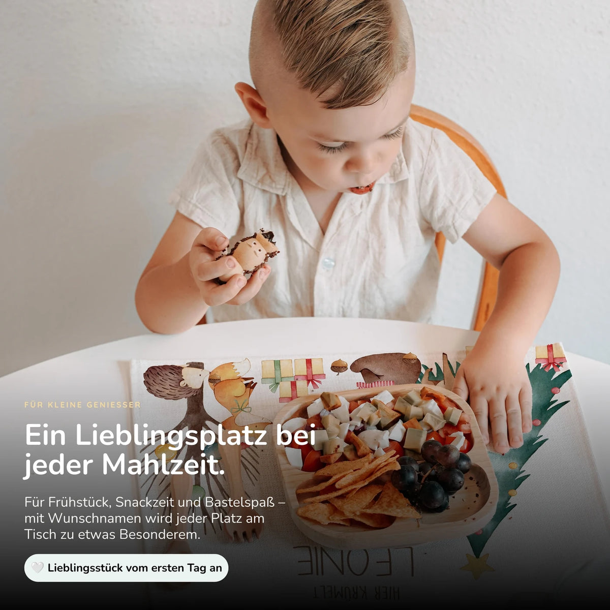 Tischset Kinder personalisiert Weihnachtsmotiv - Bär Weihnachtsbaum