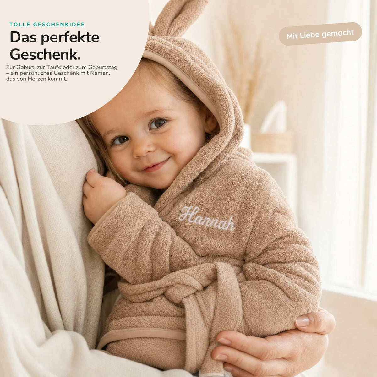 Kinderbademantel mit Namen Jollein Biscuit