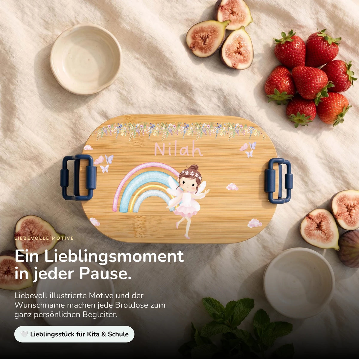 Brotdose Kinder personalisiert, Ballerina Regenbogen