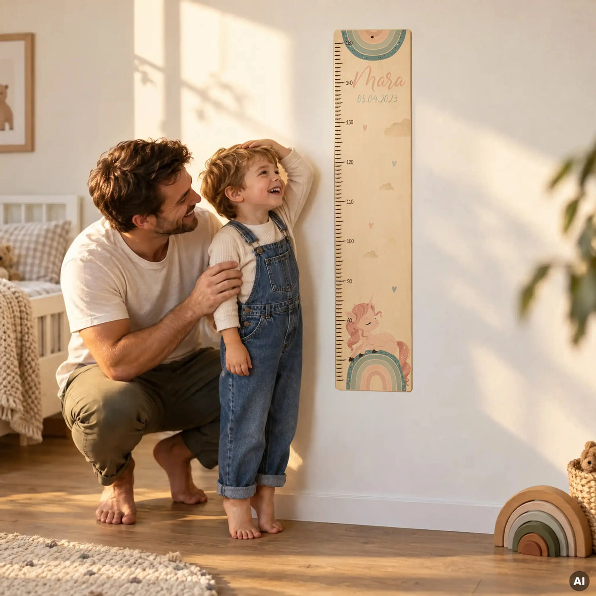 Messlatte Kinder Holz & Aluverbund - Einhorn