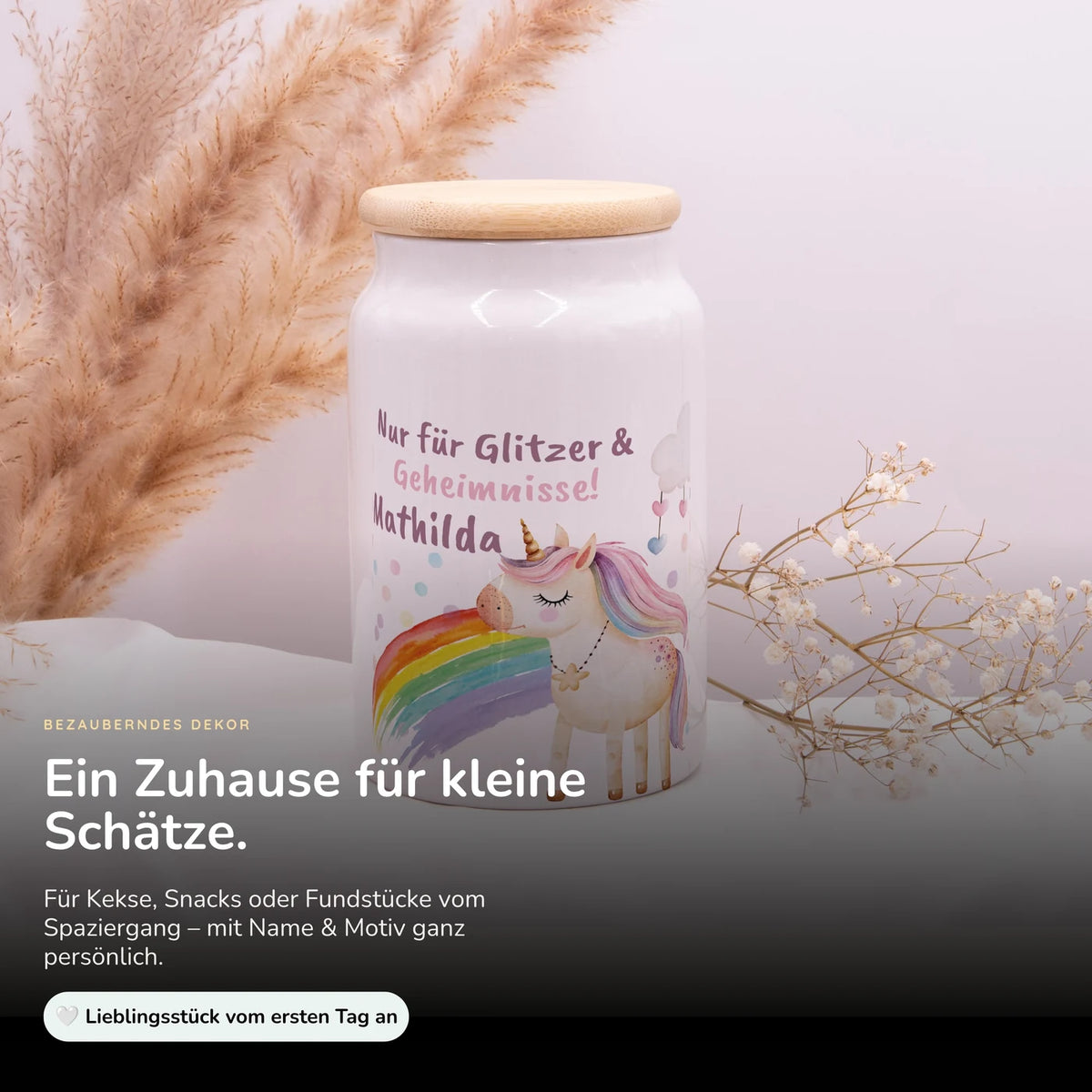 Personalisierbare Keksdose mit Name - Einhorn
