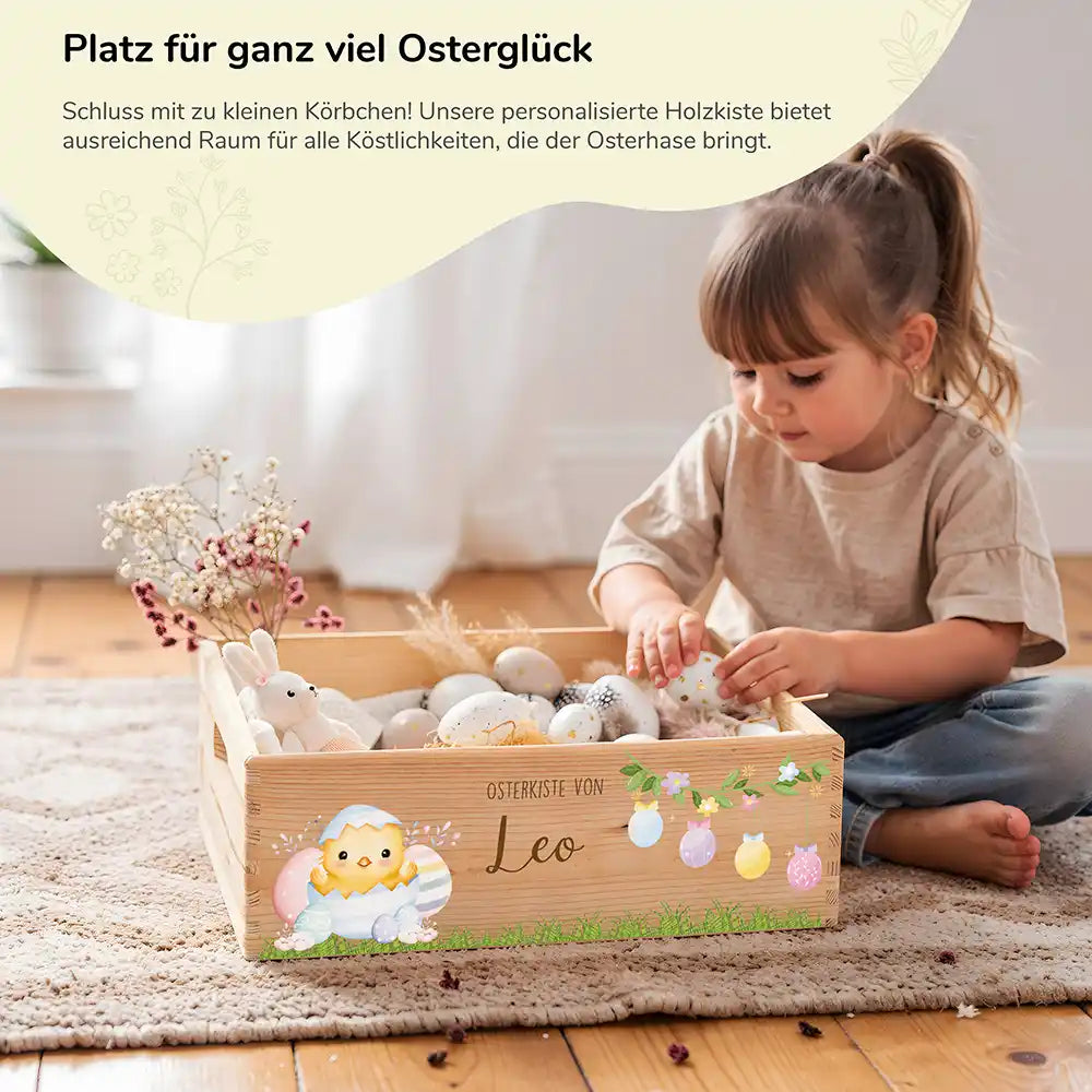 Osterkiste Holz personalisiert - Küken