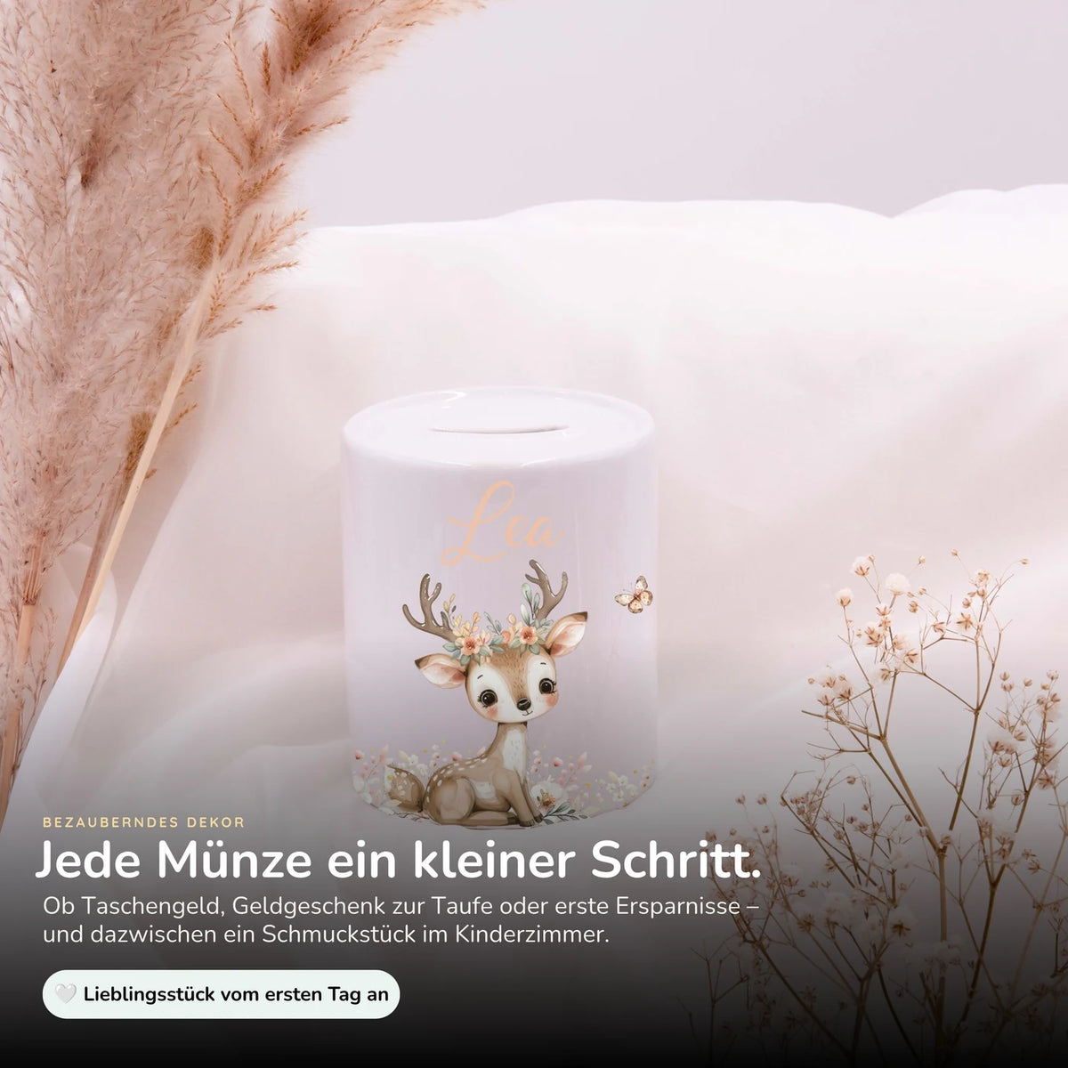 Spardose Kinder aus Keramik - Baby Reh