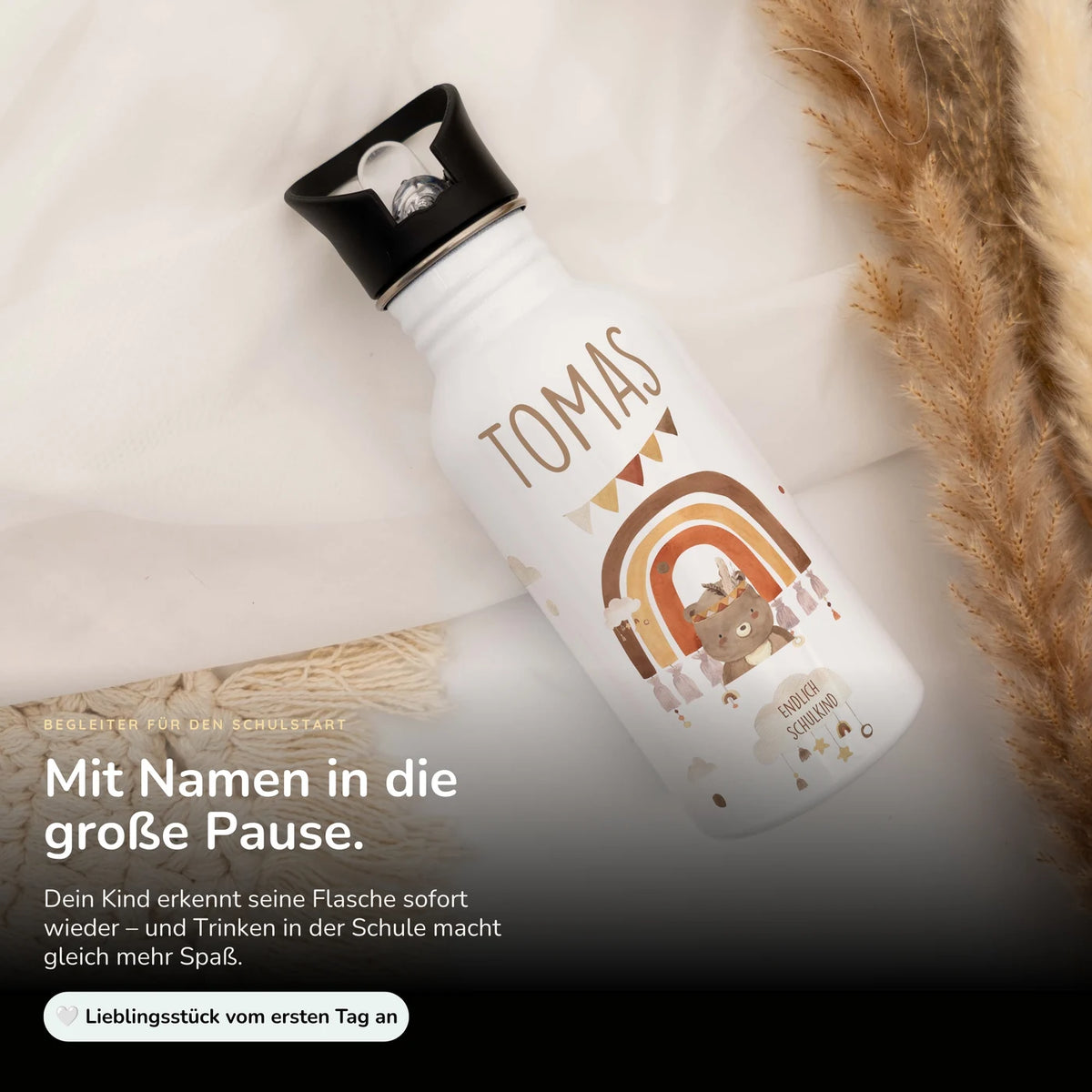 Trinkflasche Kinder Edelstahl - Boho Bär
