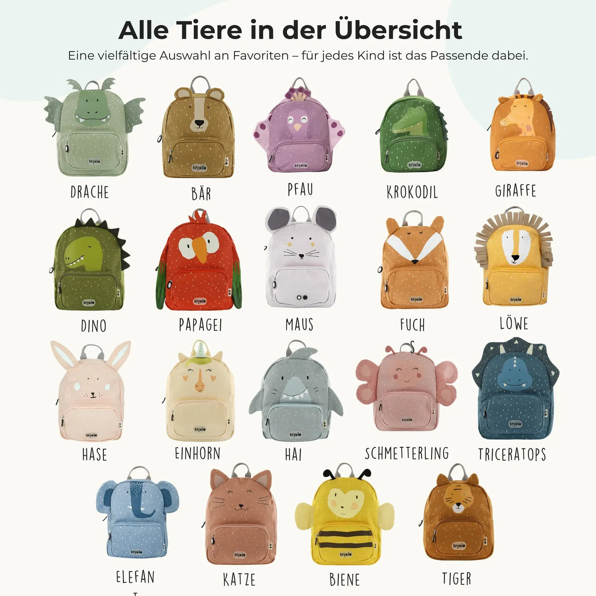 Trixie Kindergartenrucksack Biene, Tiermotiv-Design mit Wunschname