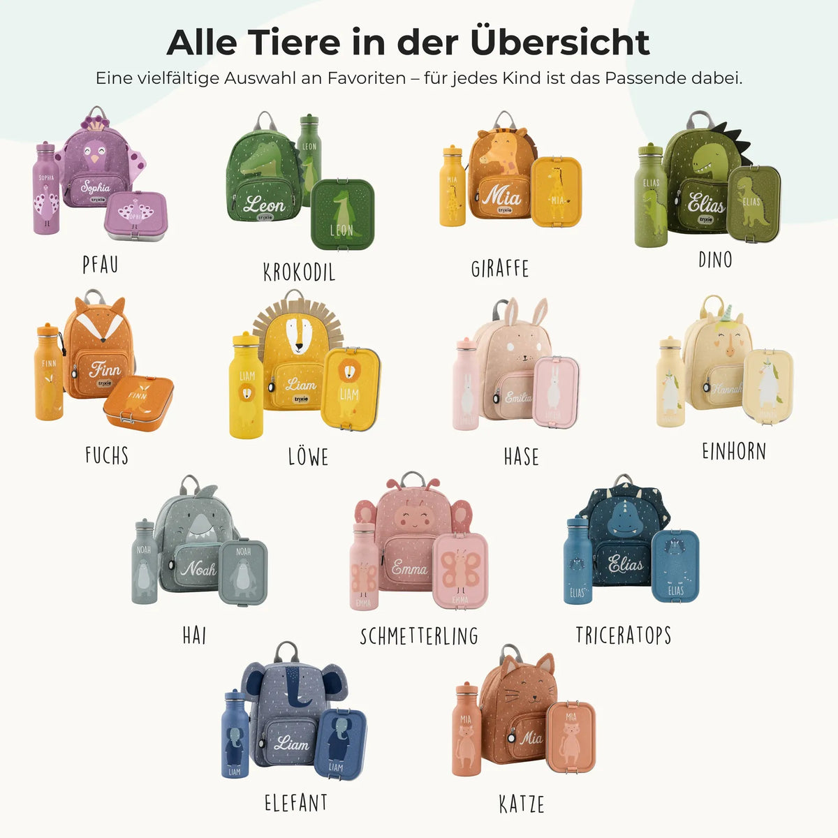 Trixie Kindergarten Set Löwe, 3-teiliges Kita-Set im Tierdesign