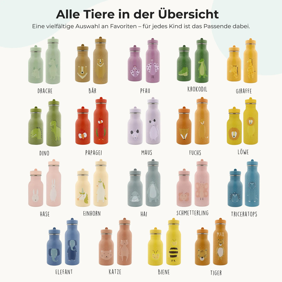 Trixie Trinkflasche Kinder Löwe, auslaufsicher, Edelstahl mit Wunschname