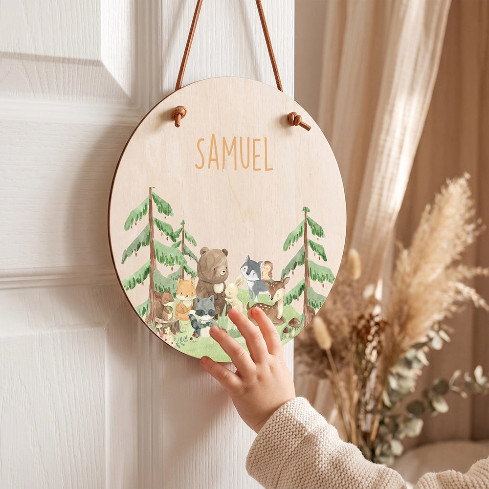 Türschild Kinderzimmer personalisiert mit Name Waldtiere
