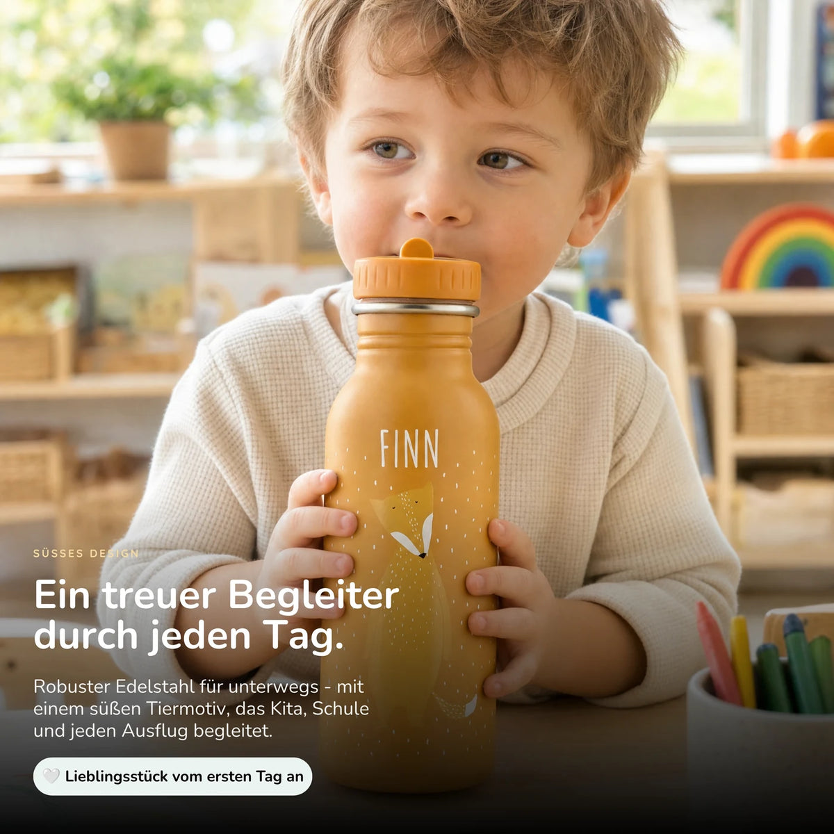 Trixie Trinkflasche Kinder personalisiert Fuchs