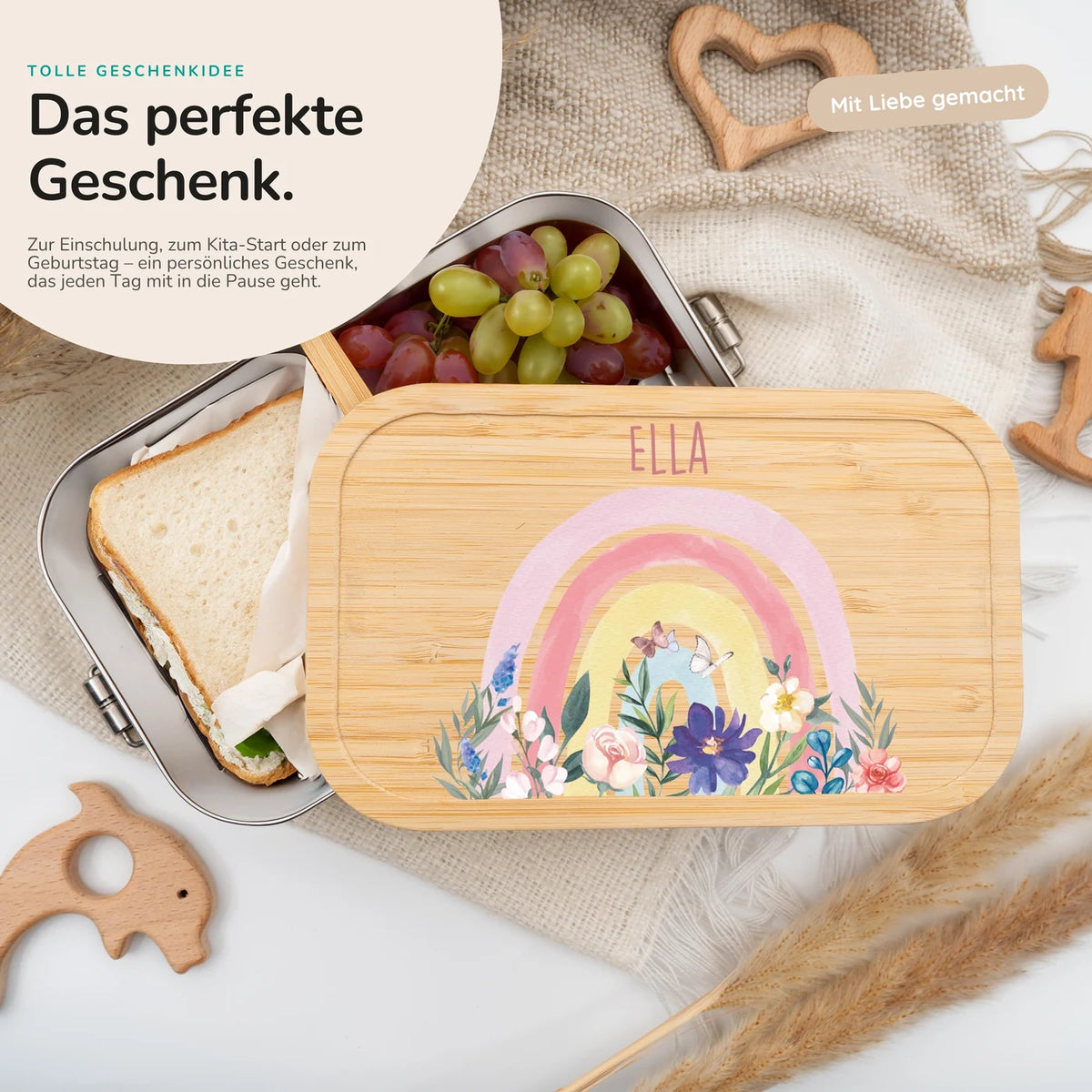 Brotdose Kinder personalisiert - Regenbogen