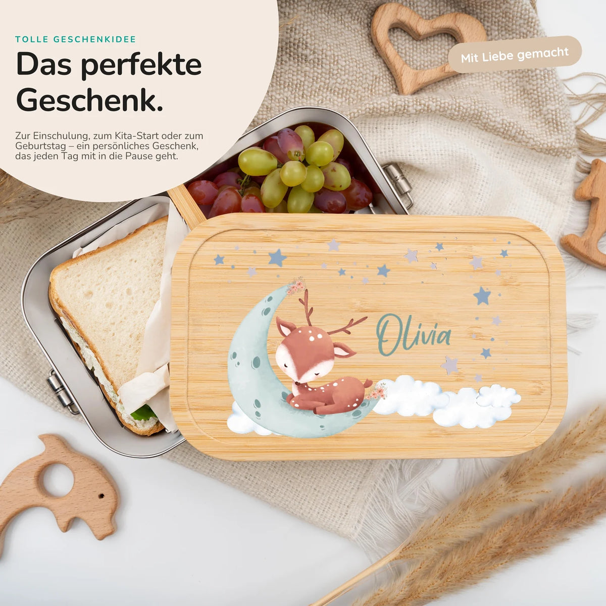 Brotdose Kinder personalisiert Baby Reh