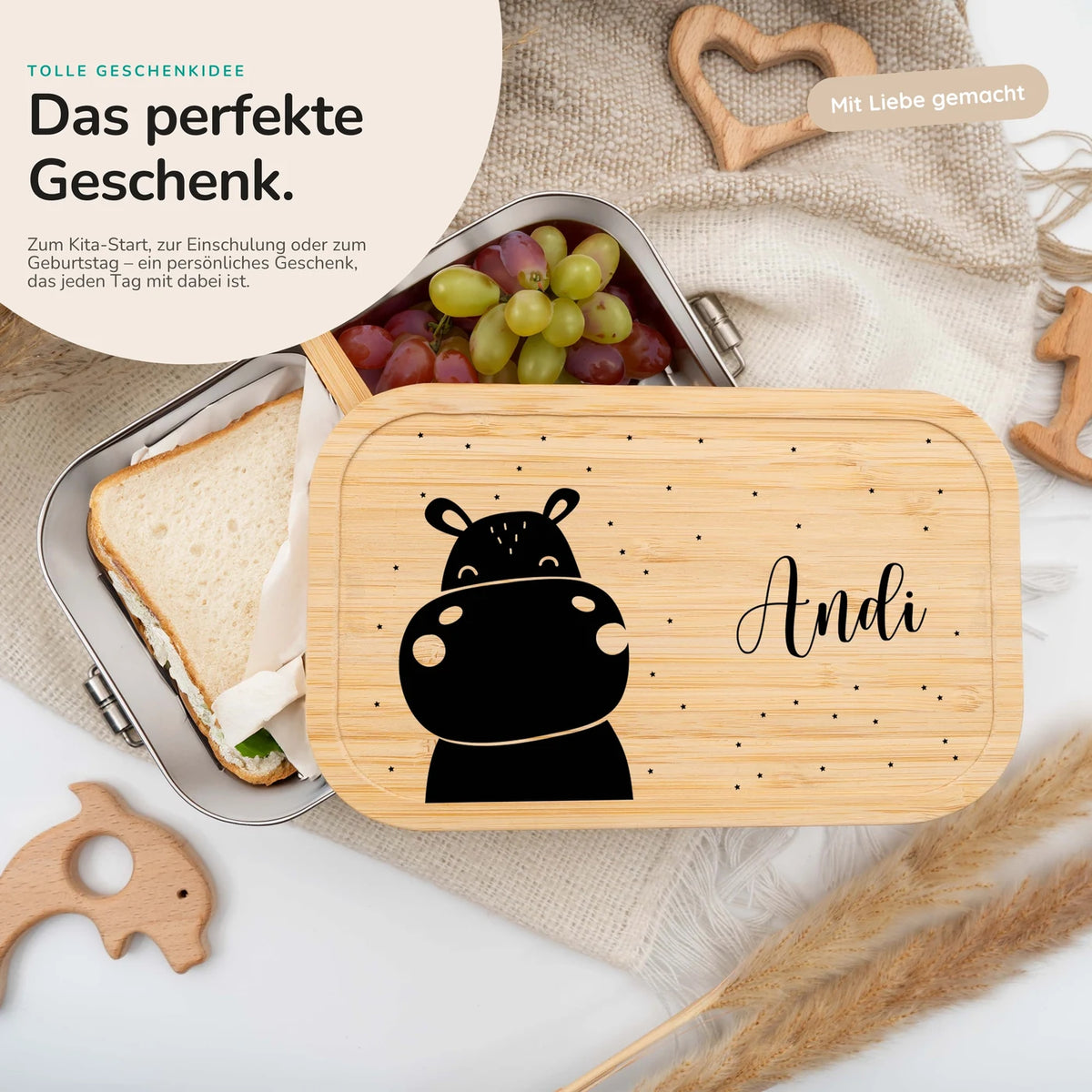 Brotdose personalisiert Nilpferd