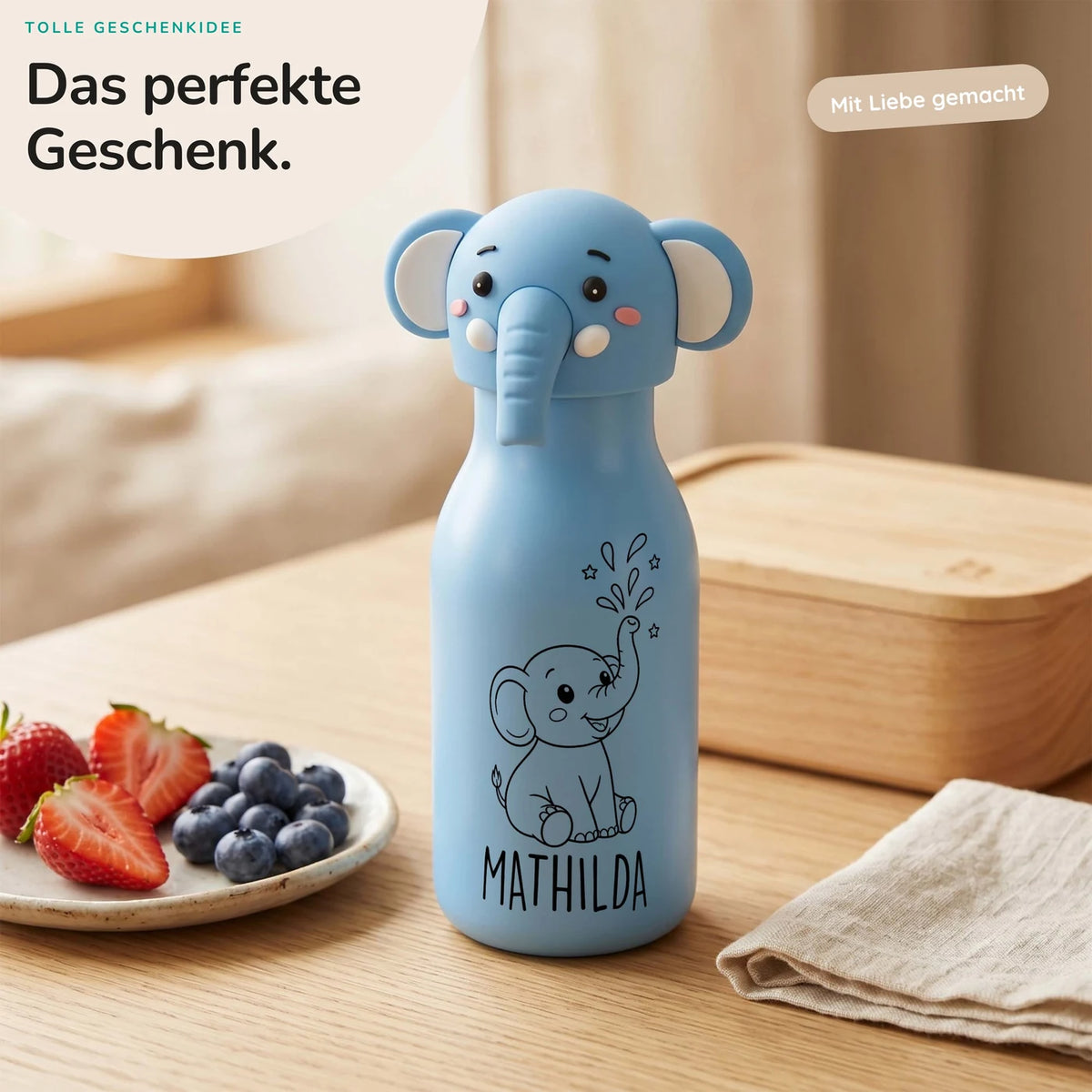Personalisierte Trinkflasche Kinder Elefant – 450 ml
